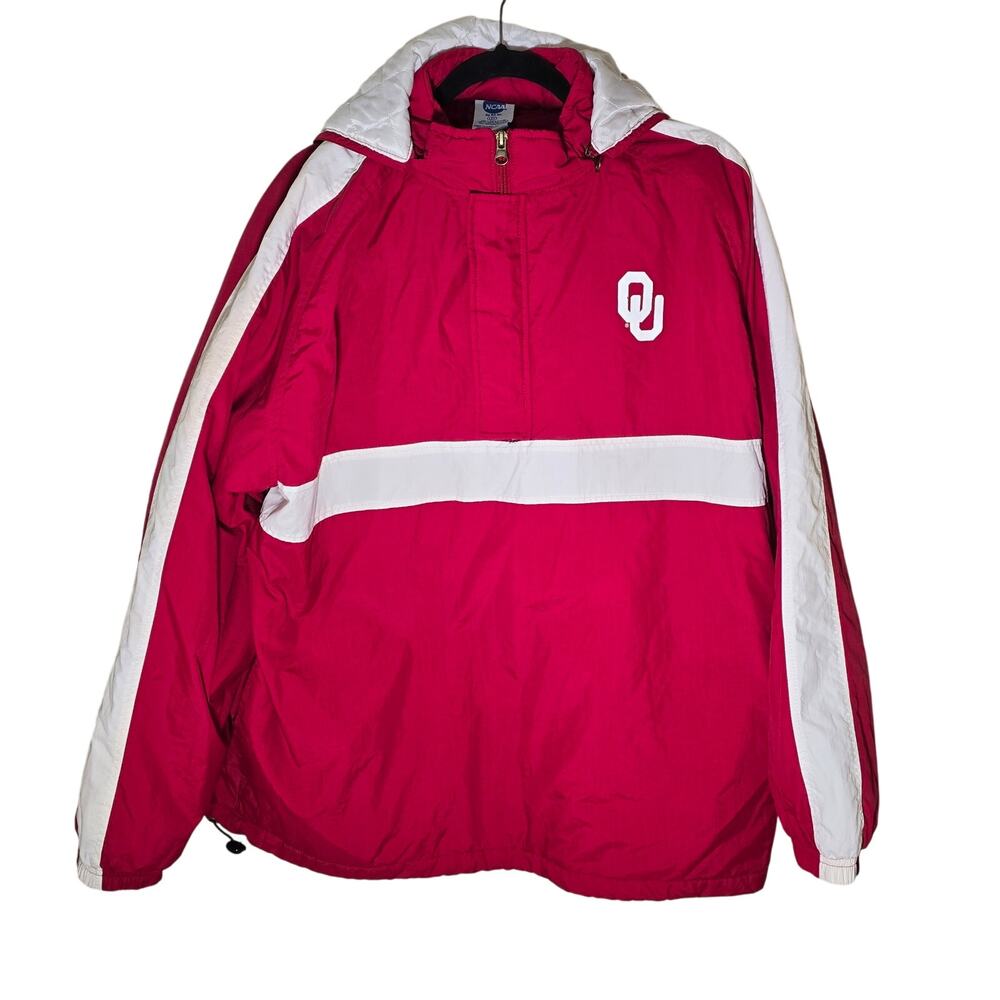 Vintage Ncaa OU Oklahoma Sooners College Football Pullover 1/4 Zip Jacket Large